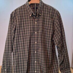 Arrow USA 1851 Plaid Button-Down Shirt, Men's LG, Forest Green Plaid